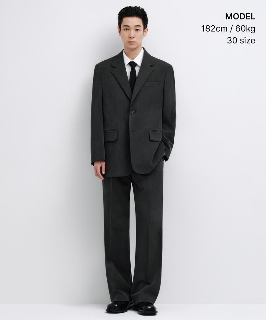 MUSINSA STANDARD Real Wide Hidden Banding Slacks [Charcoal Gray]