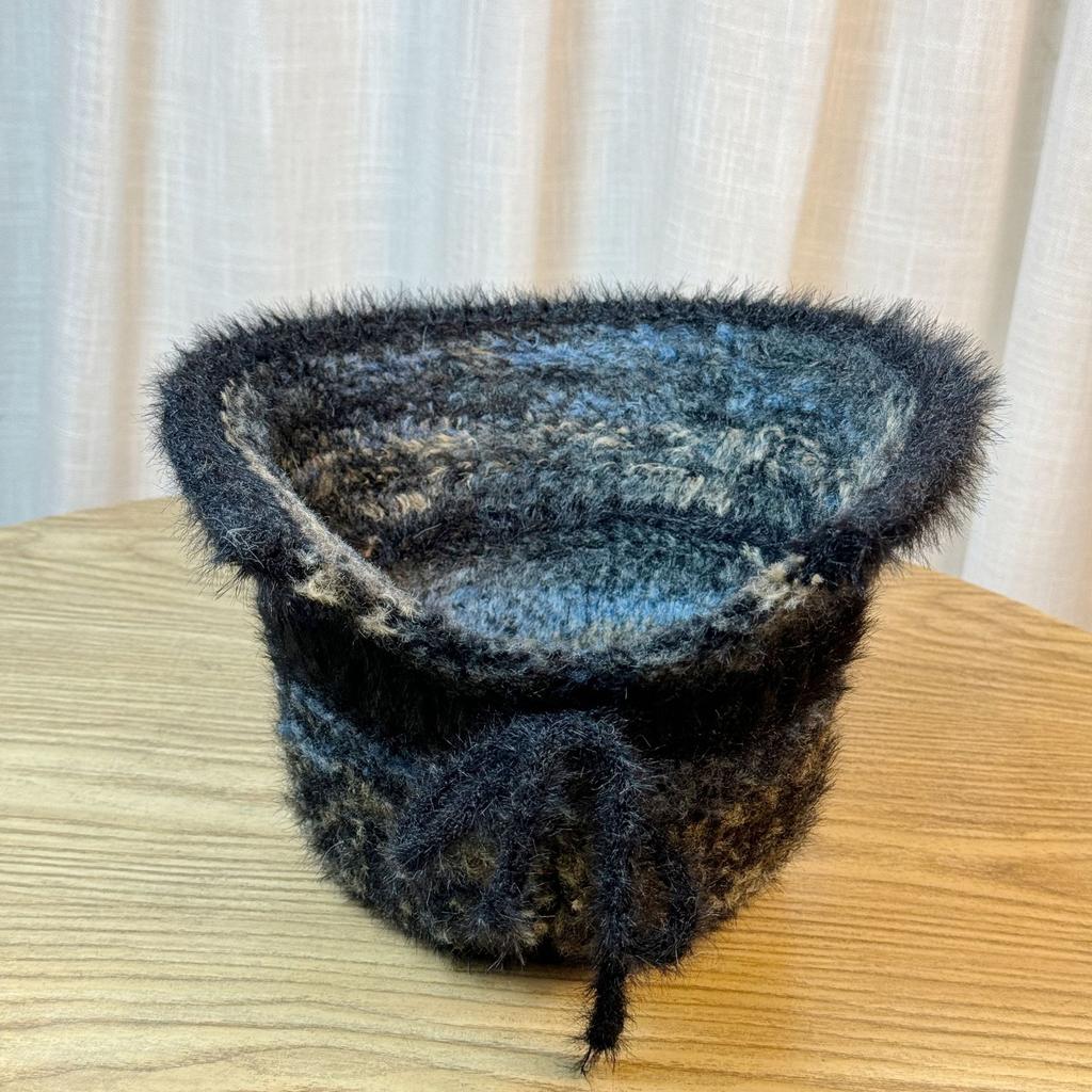 Autumn and Winter Contrasting Colors After Split Bow Basin Hat Women's Knitted Hat Bucket Hat