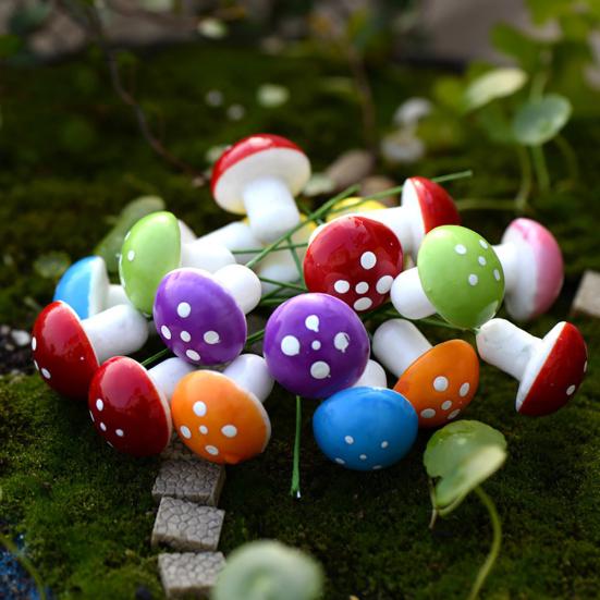 16Pcs Artificial Mushroom Holiday Easter Bonsai Spring Garden Flower Pot Decor