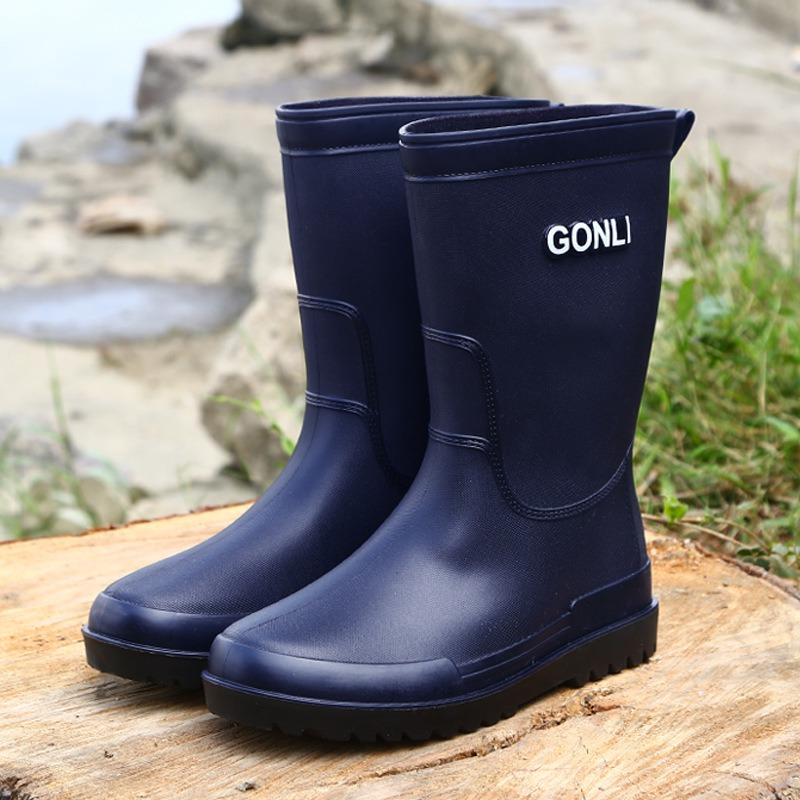 

Высококачественная мужская закрытая водонепроницаемая обувь от дождя, высокий школьный голенище, нескользящие зимние бархатные резиновые сапоги, рабочая теплая резиновая обувь 44