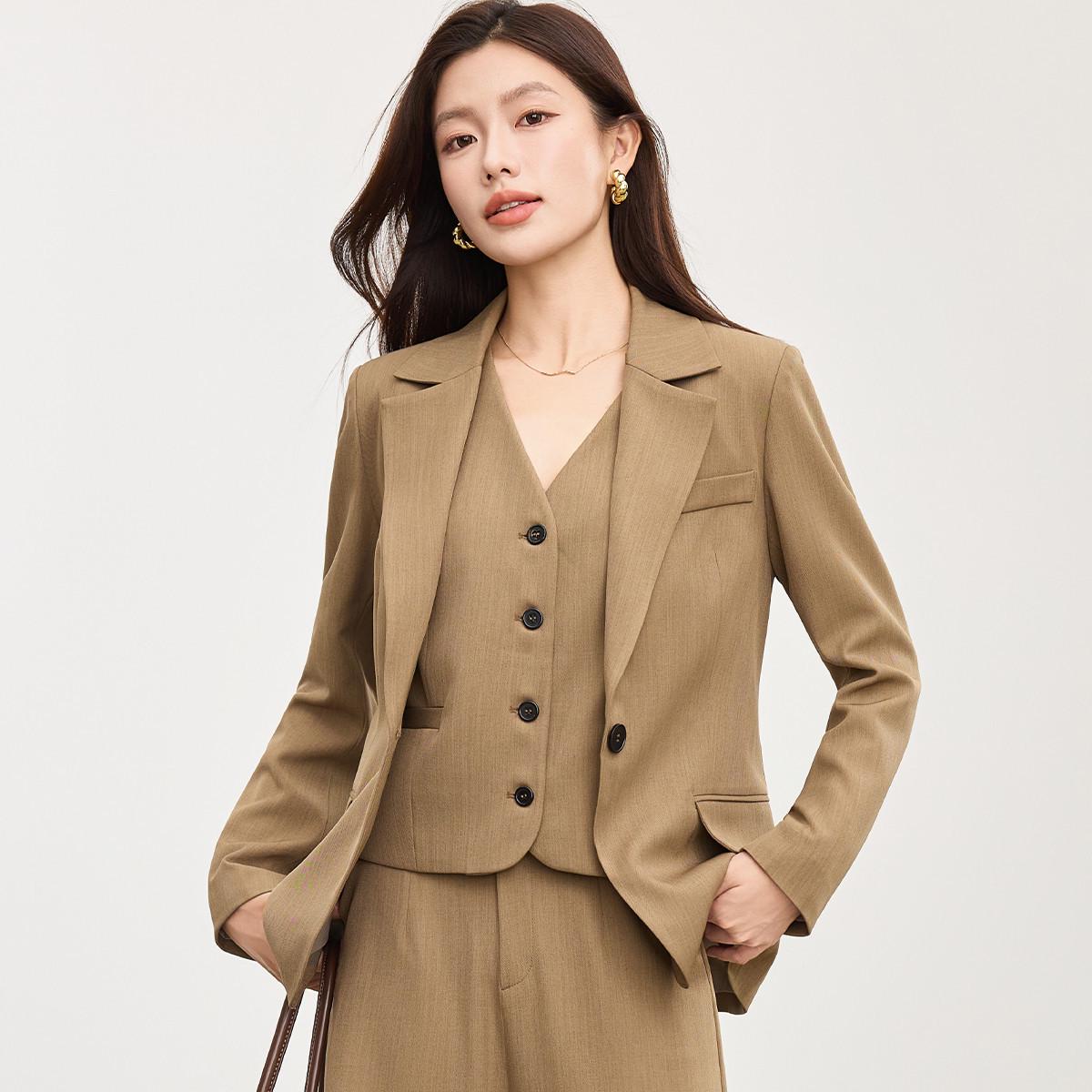 

Women s Khaki Suit Jacket - Spring/Autumn Professional Commuter Style Medium