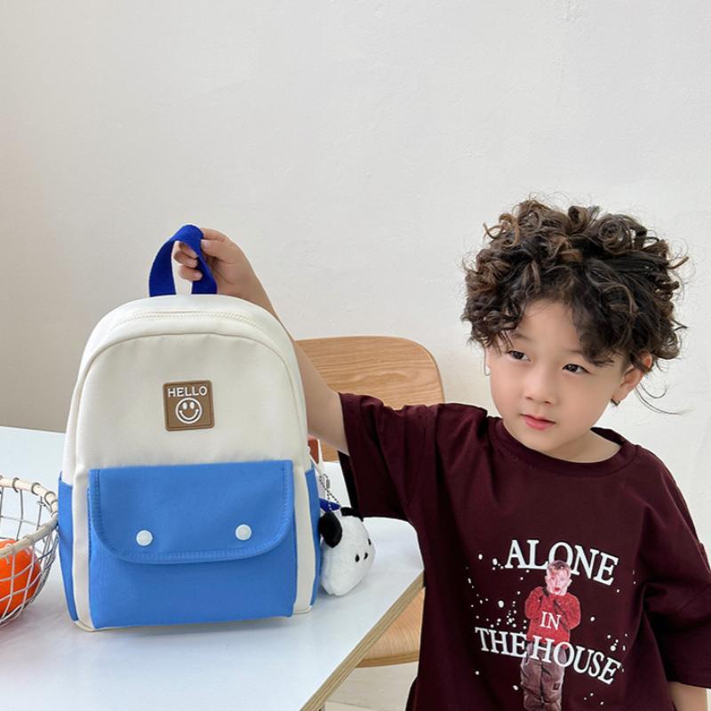 Children's Kindergarten Schoolbag Boys and Girls Children's Fun Solid Color Double Spell Fashion Backpack Large Capacity Burden Reduction Backpack