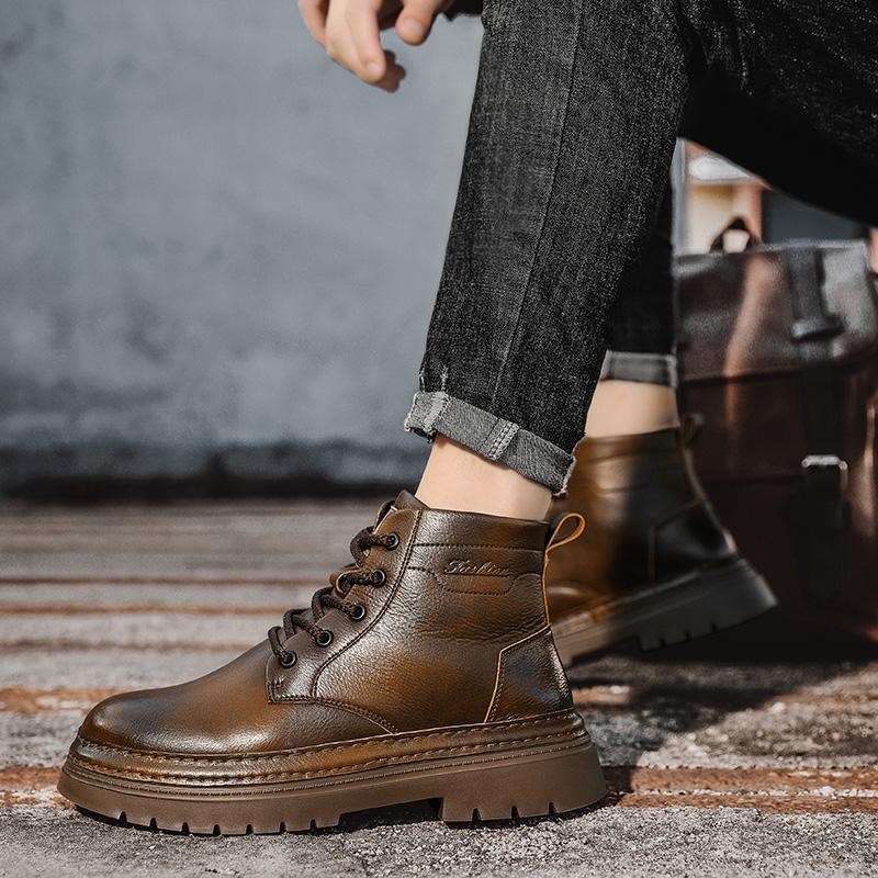 Luxury Men's Boots High-quality Autumn and Winter Style Outdoor Fashion Street Daily Business or Office Work High Top Shoes