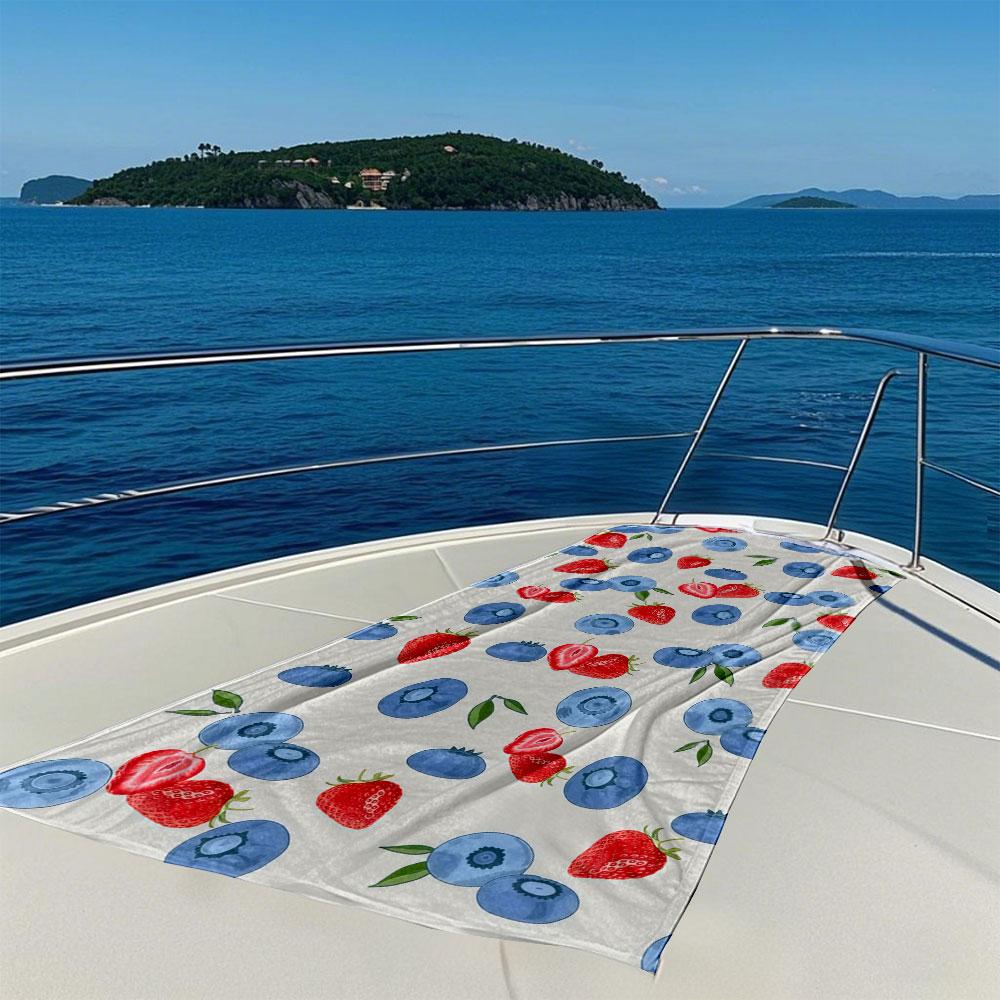 Fresh Strawberry & Blueberry Mix Quick Drying Bath Towel Microfiber beach towel light weight swimming camping yoga beach out