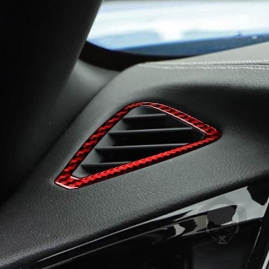 For BMW Z4 G28 2019-2022 Red Carbon Fiber Dash L&R Air Outlet Vent Cover Trim 2X