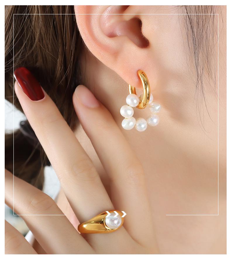 Luxury Minimalist Freshwater Pearl Earrings for Women: French Style, Real Gold Plated, Non-Fading