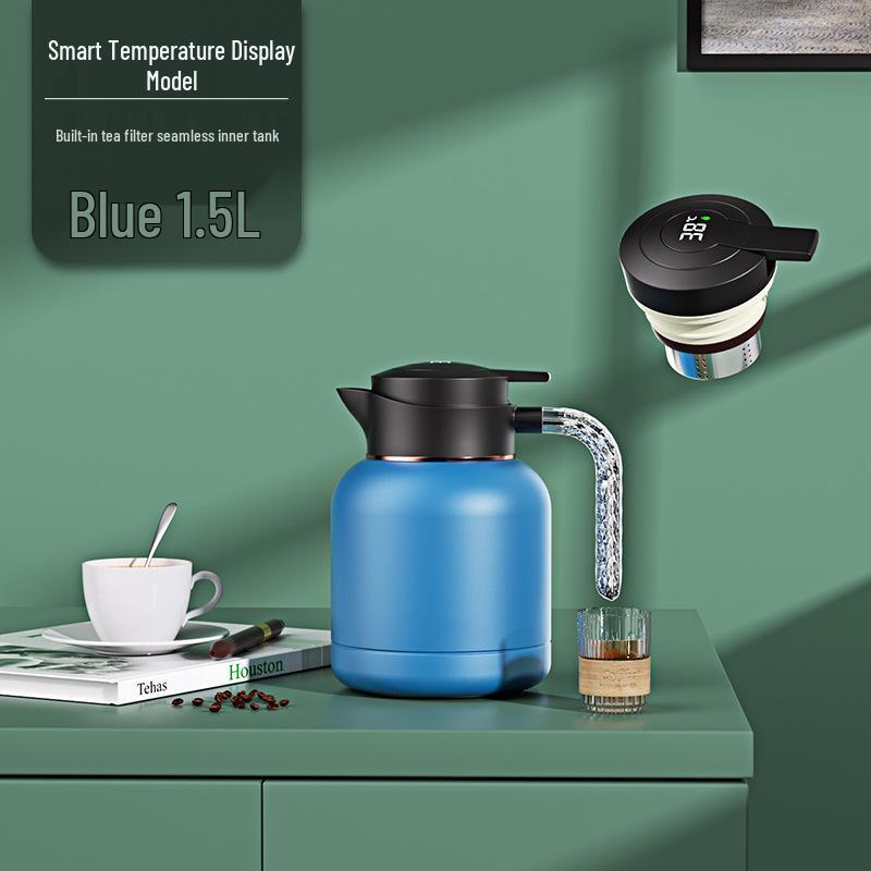 304 Stainless Steel Insulated Kettle with Intelligent Temperature Display - Household Stewing Tea Pot, Commemorative Business Souvenir.