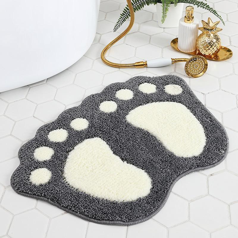 Pink Footprin Soft Fluffy Non Slip Washable Absorbent Bathroom Floor Mat Cute Bathroom Rug Bathroom Rug