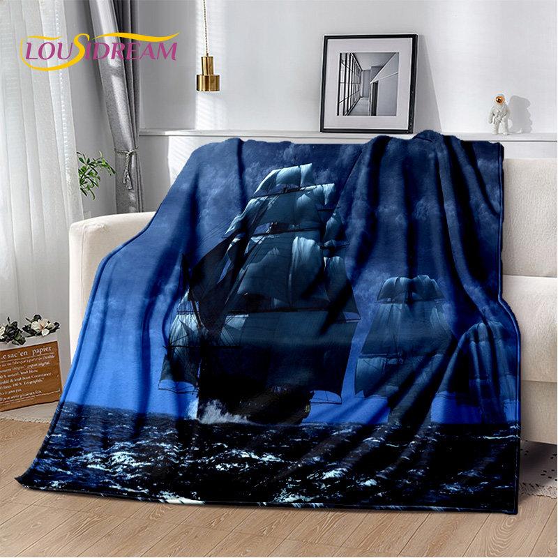 A Pirate Boat,Barque,Boat Ship Monster Soft Plush Blanket,Flannel Blanket Throw Blanket for Living Room Bedroom Bed Sofa Picnic