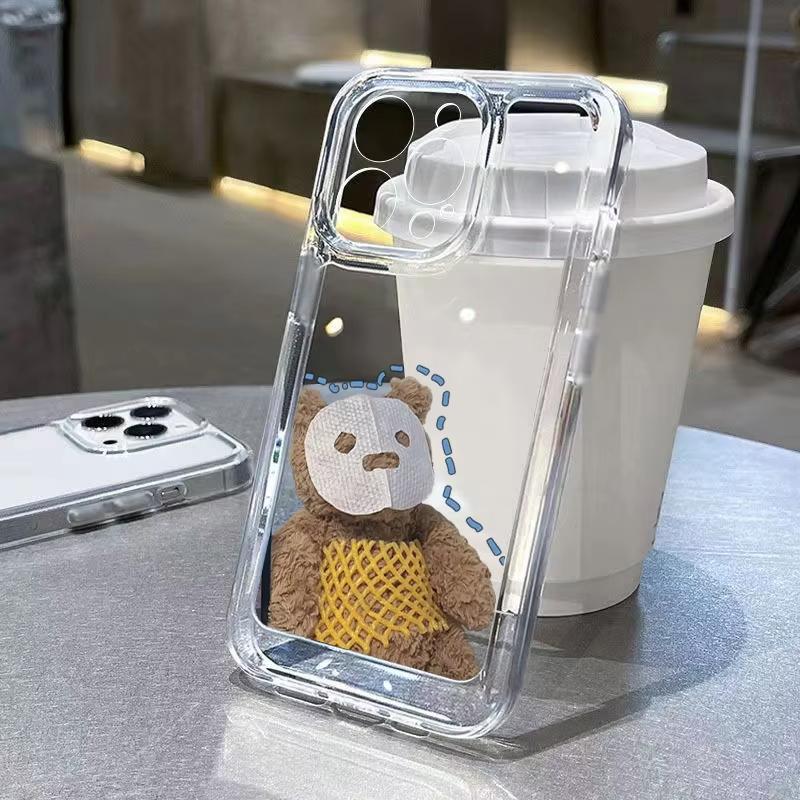 Cute Bear Pattern Phone Case For Samsung Galaxy S26 S25 Ultra S24 S23 FE S22 S21 Plus S20 A73 A72 A71 Clear Bumper Cover
