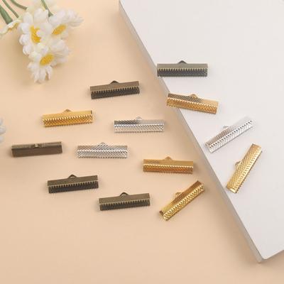20/40/60pcs Alloy Material Ribbon Clip End, Bracelet Bookmark Clip Buckle Leather Rope End Clip DIY Jewelry Making Tool Kit
