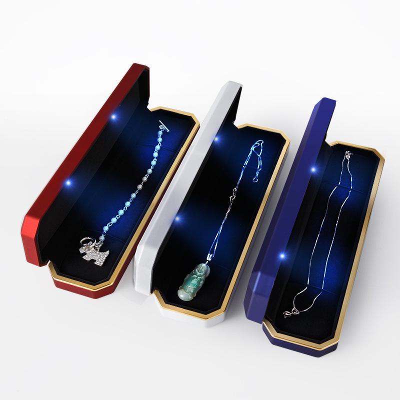 LED Light Lacquer Jewelry Box for Pendants, Bracelets, Rings, Charms, Bangles, Diamonds, Necklaces, and Couple Rings.