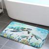 Watercolor Sea Turtle Blue Bathroom Rugs, Nautical Marine Animals Underwater Sea World Bath Rugs, Cute Bath Mats for Bathroom Shower Floor Decor, 17