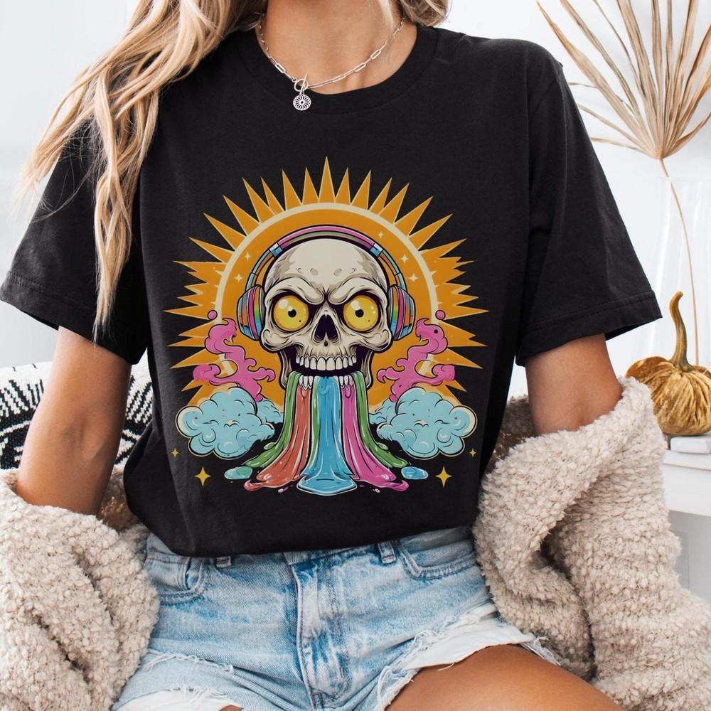 26 Летняя футболка, Психоделическая футболка с черепом, Унисекс футболка из плотного хлопка, Унисекс футболка  Любовь к музыке  XXXXL