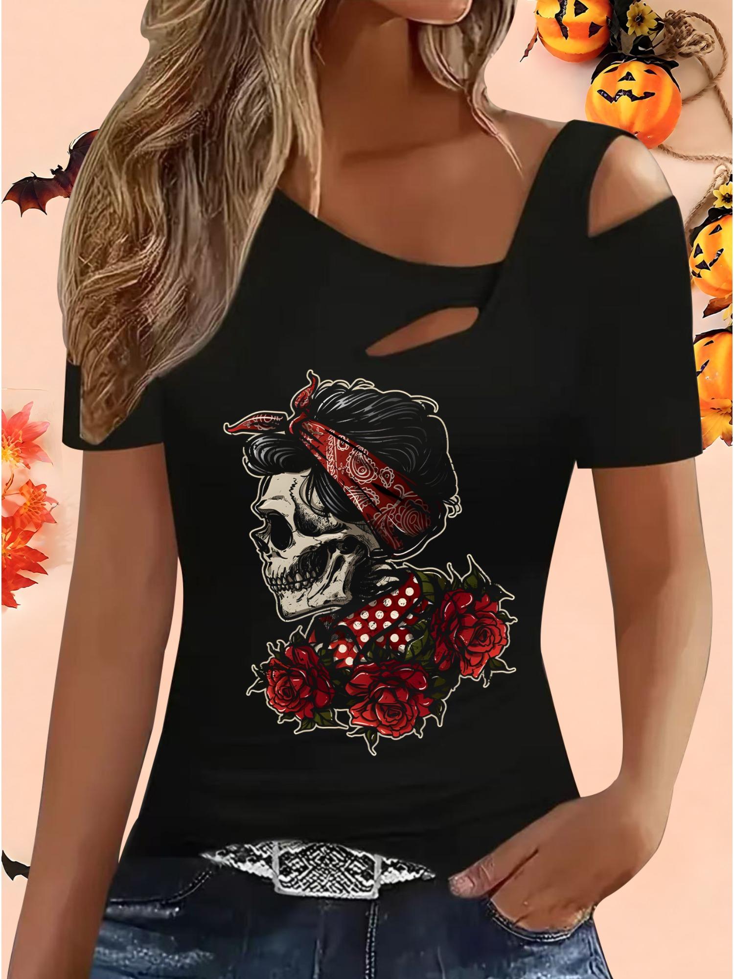 

Женские Свободные Топы Блузки Рубашки Подарок на Хэллоуин и Рождество S чёрный