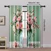 2pcs, Popular Curtain Panels Green Flowers Machine Washable Polyester (without rod) Stuff Clearance for Kitchen Living Room