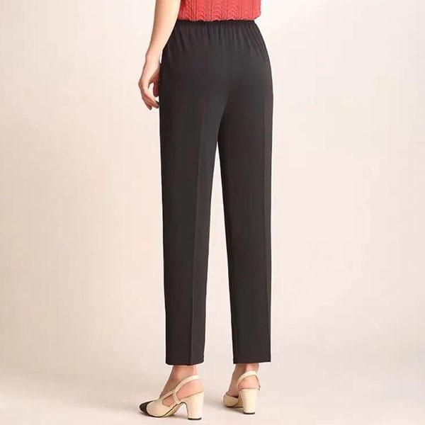 WTEMPO XL-5XL Damen Frühling Sommer Große Größe Eisseidenhose Weibliche Einfarbige Freizeithose mit elastischer Taille