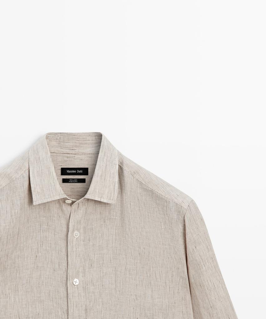 Masimodutti Regular Fit Washed Striped 100% Linen Shirt