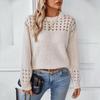Suéter de punto suelto vintage de otoño invierno de manga larga color sólido cárdigan cuello redondo top