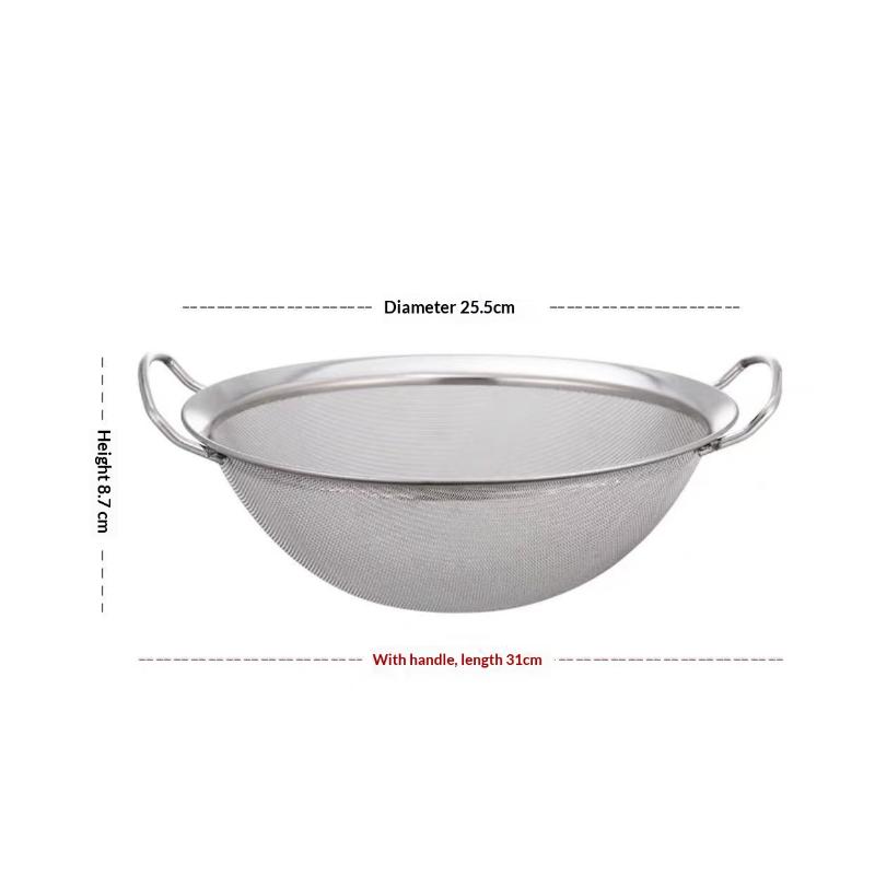 1Pcs Stainless Steel Strainer Basket Fine Mesh Multi-size Juice Rice Flour Sieve Large With Double Handles Food Filter Drainer