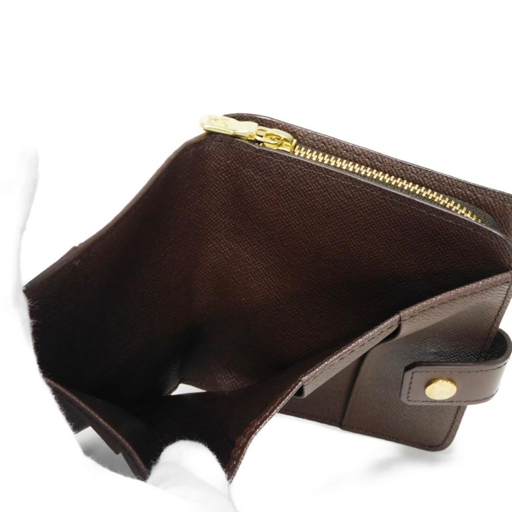 Used Damier Compact Zip Billfold Card Case with Brown Snap Button, 12564, and Coin Purse (N61668 7941 Logo) from Japan