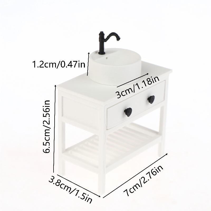 1/12 Living Scene Ornament Toys Dollhouse Simulation Sink Cabinet Model Dollhouse Bathroom Furniture Decoration Dolls House