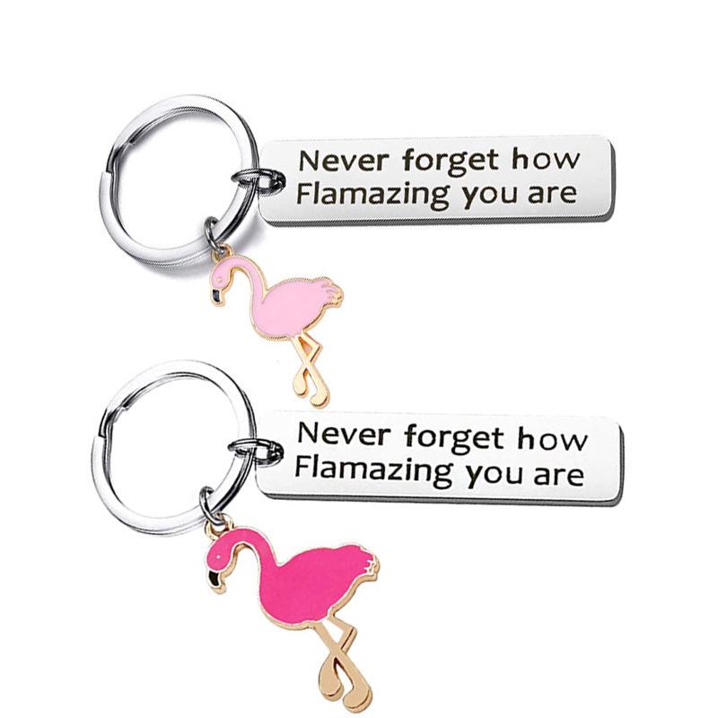 Inspirational "Never Forget How Flamazing" Stainless Steel Keychain