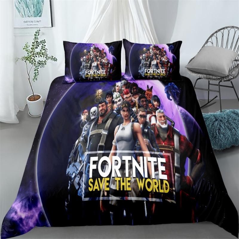 Ensemble de literie Fortnite Housse de couette Taie d'oreiller Décoration dessin animé de jeu Couvre-lit Housse de couette de chambre Ensemble de literie Cadeau de Noël pour enfants