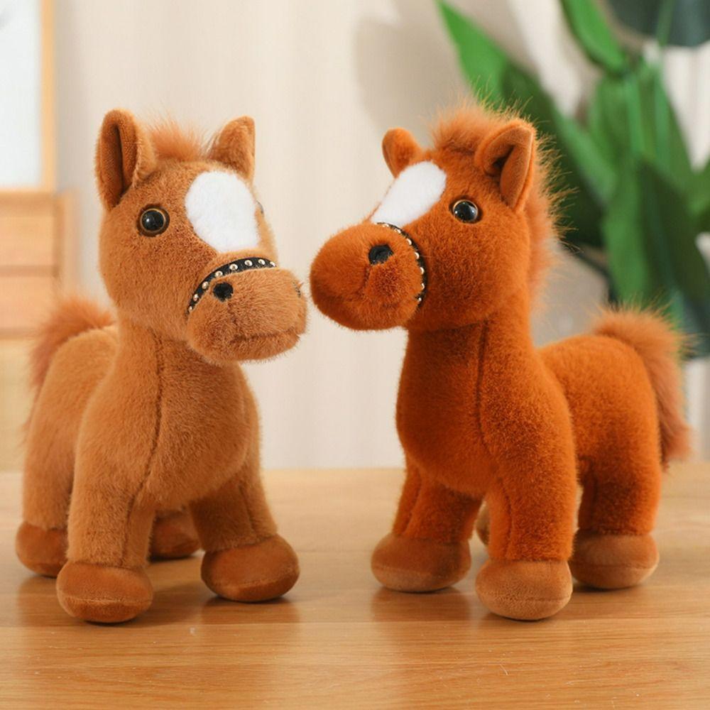 20cm Little Foal Plush Toys Doll Collectibles Fluffy Standing Little Horse  Toy