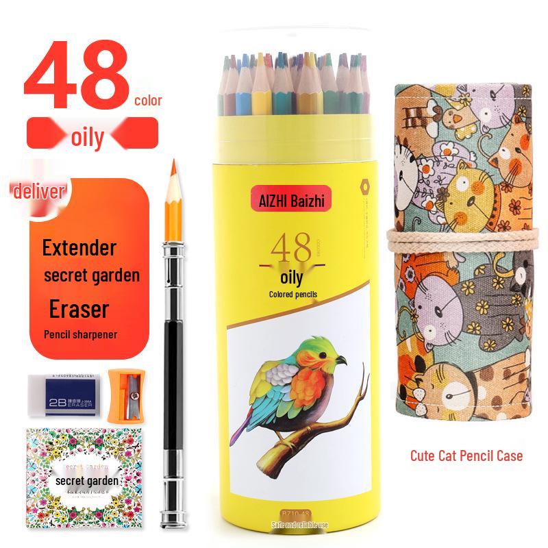 Sześciokątne Kredki Kolorowe Rozpuszczalne w Wodzie na Bazie Oleju - 12, 24, 36, 48, 72 Kolory - Zestaw do Rysowania dla Studenta