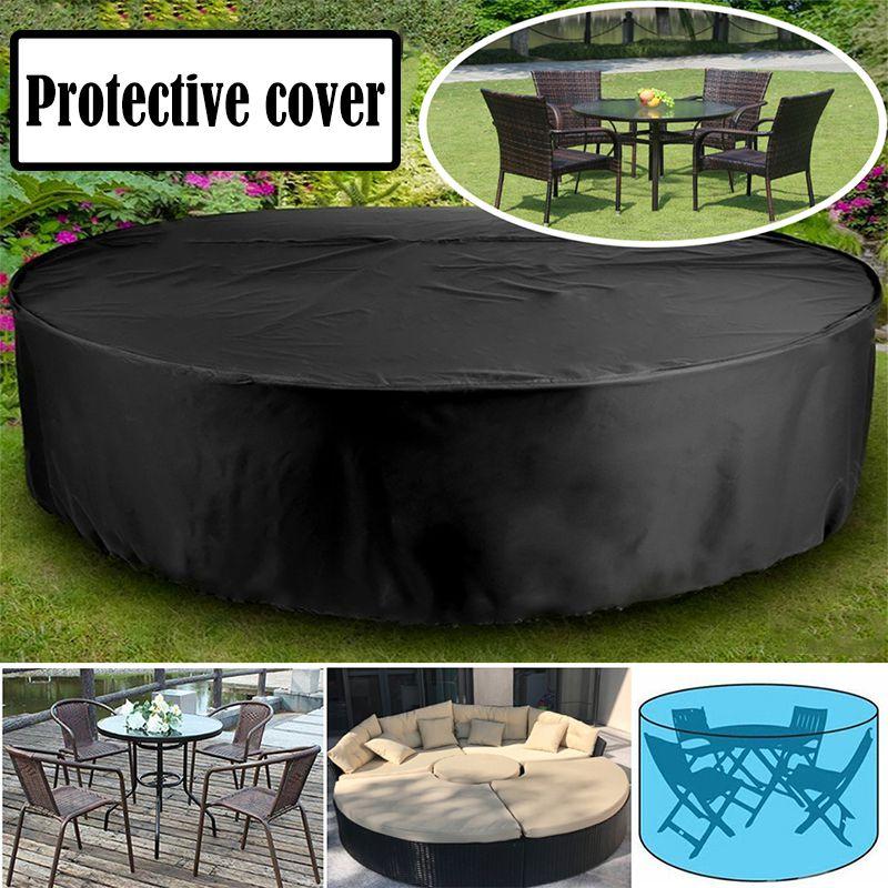 Table Circular Dust Cover Waterproof Furniture Protect Cover For Courtyard Patio