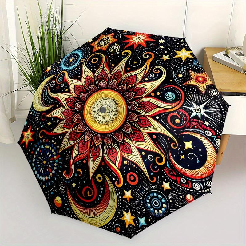 1pc Celestial Mandala Artwork Umbrella with Plastic Handle,Suitable for All Seasons Home Travel Outdoor UmbrellaM1229