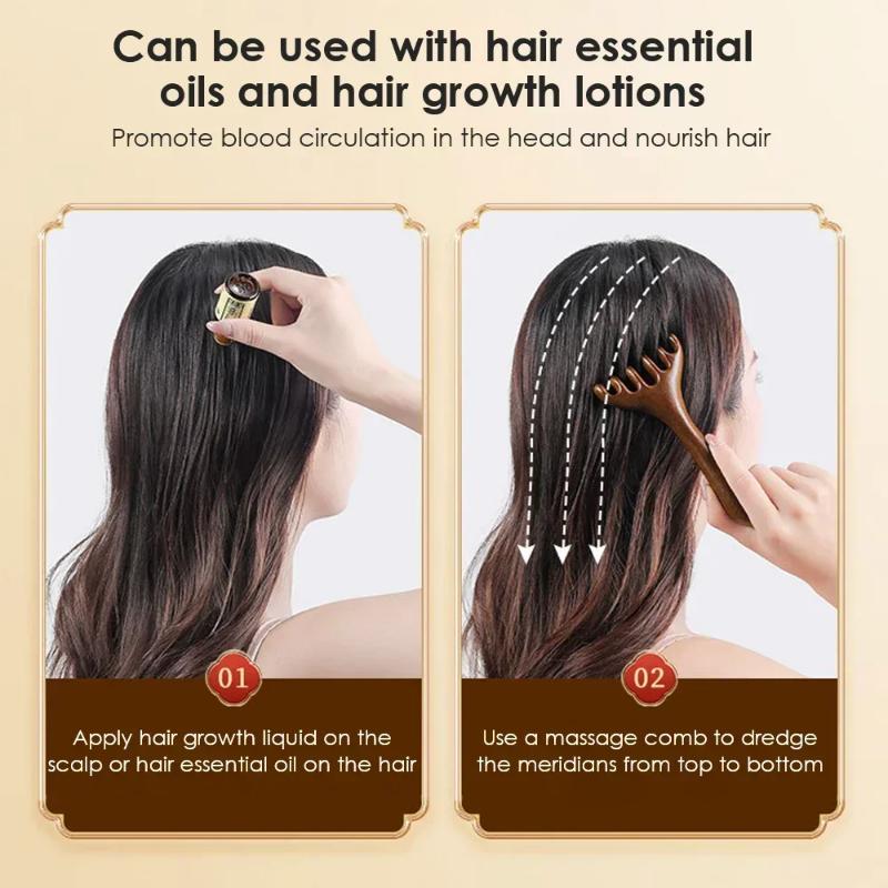 1 PC Natural Golden Sandalwood Five-Claw Scalp Massager Gua Sha Tool Back Scratcher Spa Handheld Meridian Massage Comb Hair Care