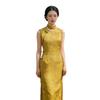 Rensigang Style Sleeveless High-end Yellow Cheongsam Spring New Temperament Slim Banquet Cheongsam Skirt