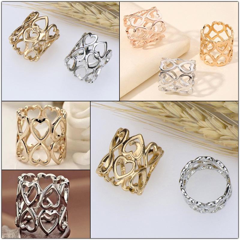 1/4Pcs Alloy Circle Scarves Brooch Pins Metal Heart Hollow Out Silk Scarf Buckle Ring Clips For Women Girls Clothing Accessories