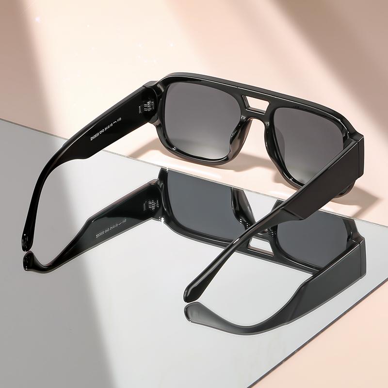Retro Double-beam Square-framed Sunglasses for Travel, Parties, Daily Wear and Photography Decoration