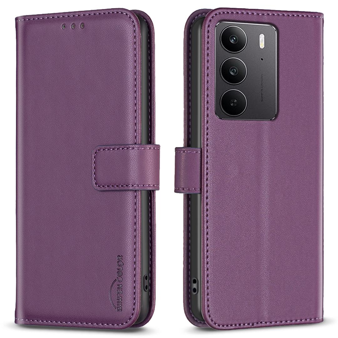 

BINFEN COLOR BF17 Для Realme C75 Чохол Гаманець Фоліо Відкидна Шкіряна Обкладинка Dark Purple