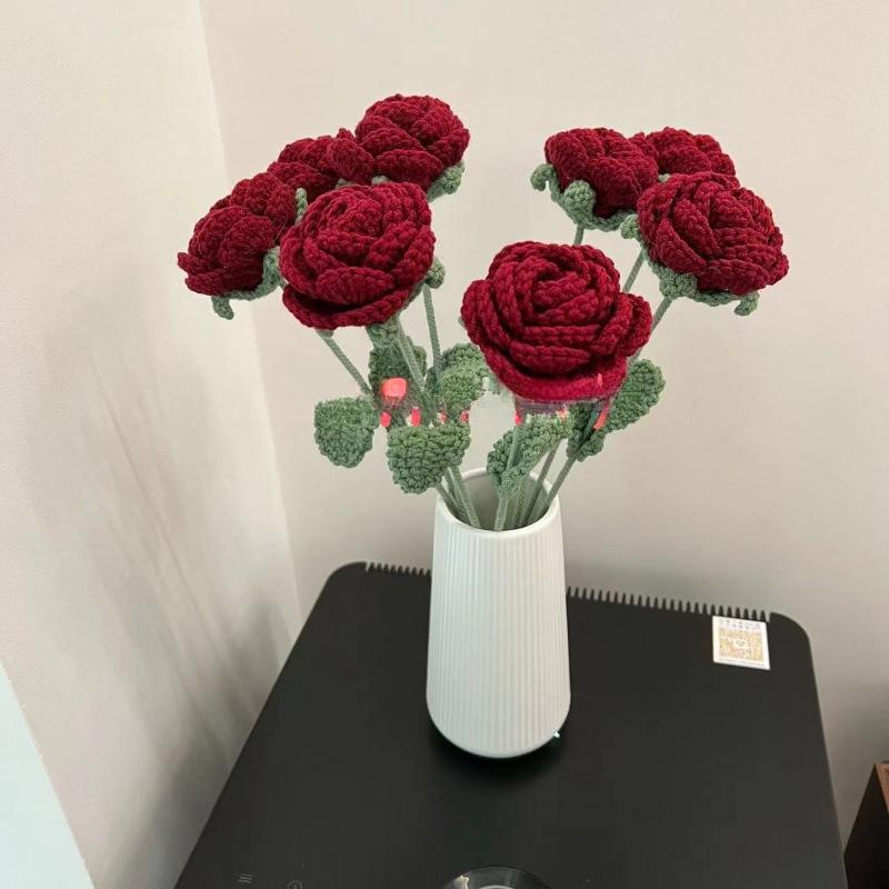 Crochet Rose Bouquet: TV Cabinet & Living Room Faux Floral Decor