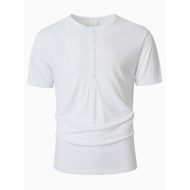 Herren Knopf-Henley-T-Shirt mit kurzen Ärmeln.