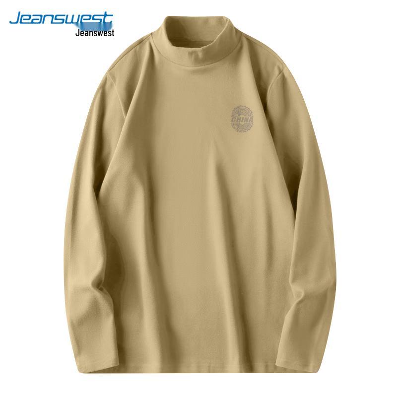 Jeanswest Men's Fleece-Lined Mock Neck Long Sleeve T-Shirt