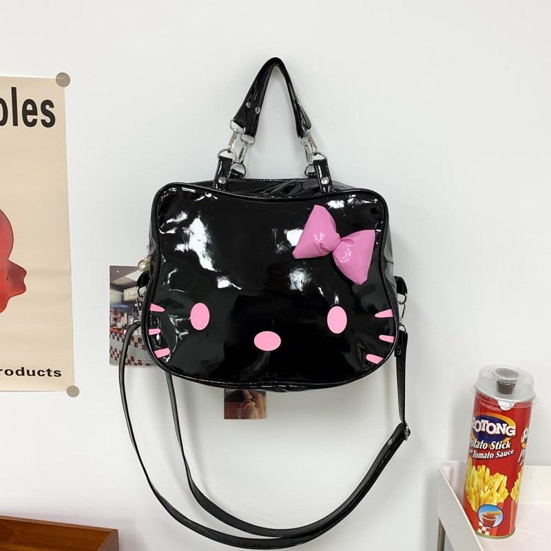 

Темный ветер милый котенок рюкзак колледж ветер большая вместимость сумка-мессенджер новый ПУ рюкзак для пикапа чёрный