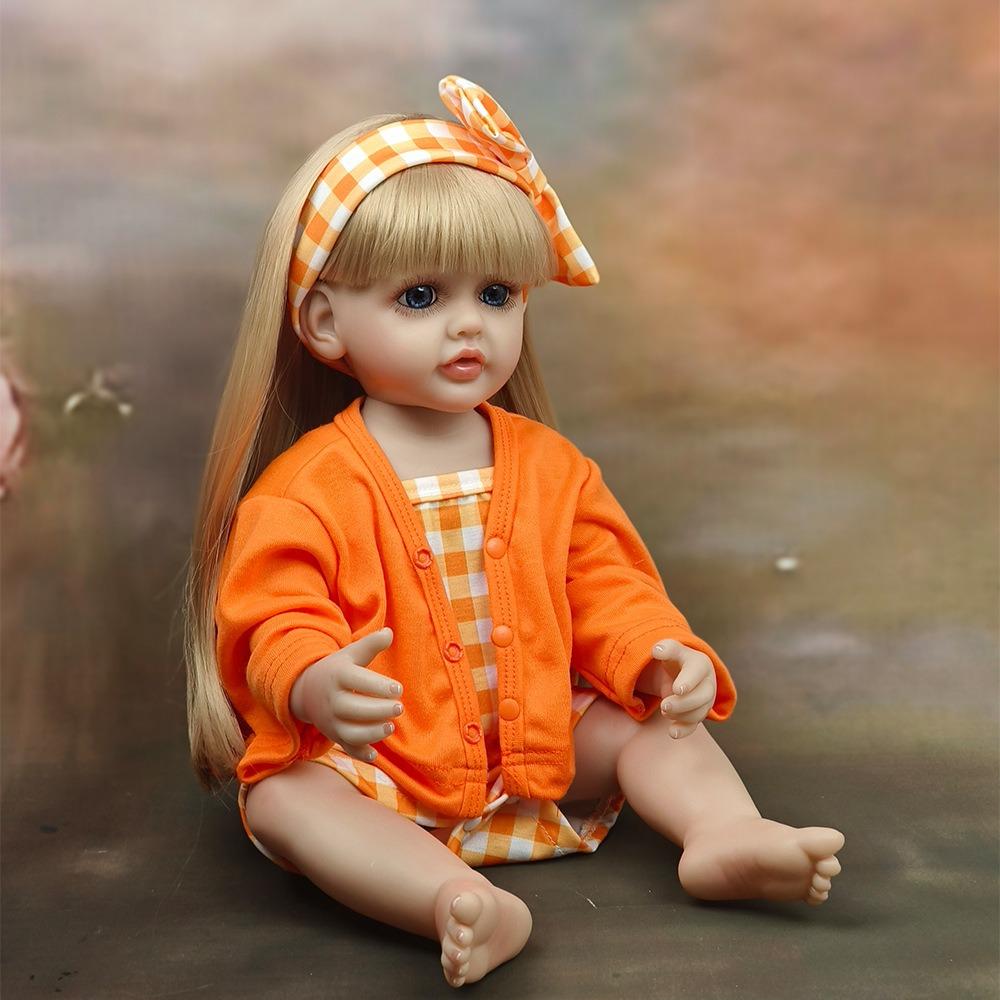 Adorable Betty Reborn Toddler Doll for Age 3+ Years Old Girl 22'' 55CM Silicone Full Body Long Pasted Hair Princess Realistic Newborn Baby Doll Toys