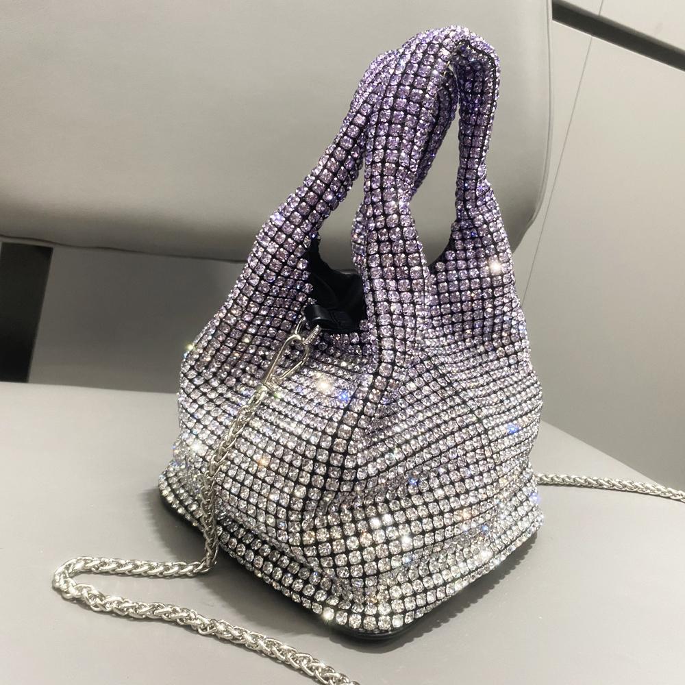 Rhinestones Evening Clutch Bag Purses and Handbag Luxury Designer Hobo Shoulder Bag Shiny Crystal Clutch Purse Bucket Bag