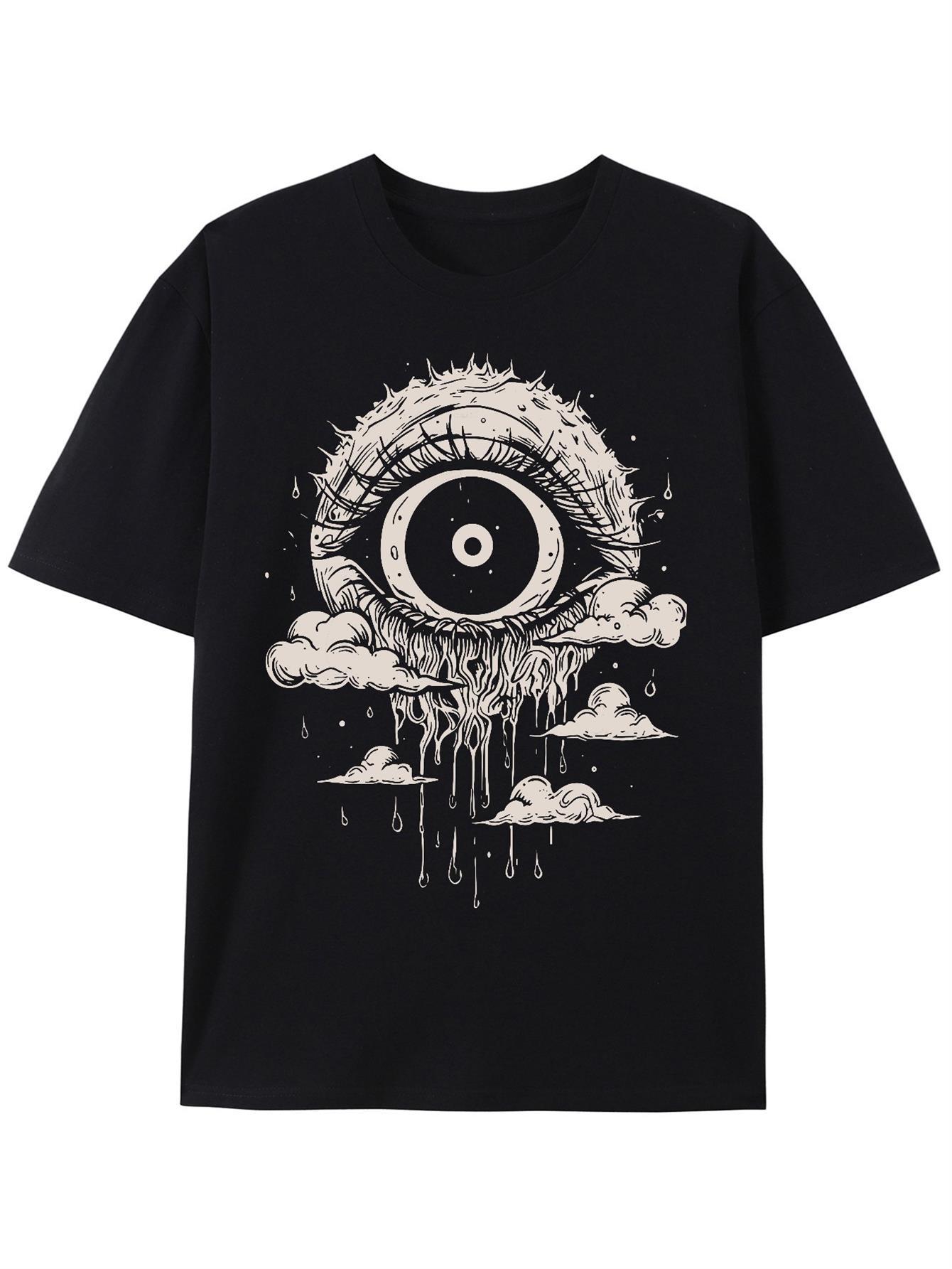 Странныйcore Глаз в Облаках Футболка Dreamcore Эстетика Grunge Одежда Дерзкая Триповая Рубашка Хоррор eGirl одежда Пастельный Гот S