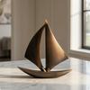Adorno de Velero de Madera Modelo de Mesa Decoración con Veta de Madera para Oficina, Sala de Estar,