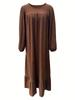 2024 Women's Long-Sleeve Vintage Ruffle Hem Dress - Spring/Autumn Fashion