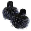 Women's Faux Fox Fur Slide Slippers, Fashionable Plush Indoor/Outdoor Non-Slip Flats