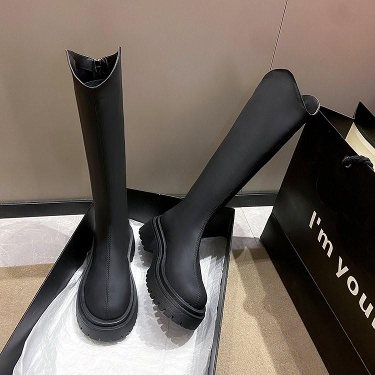 2026 Retro Okrągły Nosek Zimowe Damskie Buty do Kolan Moda Zamek z Tyłu Długie Buty Jeździeckie Damskie Gruba Podeszwa Damskie Buty