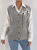 Women's knitted cardigan, autumn/winter women's casual outerwear, vest, twisted woven sweater, 3D floral patchwork vest