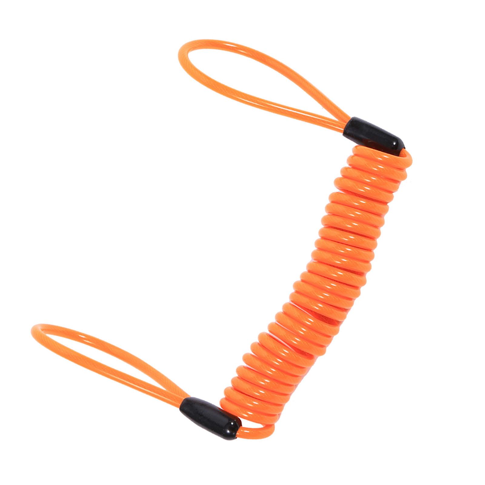 

Motorcycle Bike Alarm Disc Lock Antitheft Security Spring Reminder Coil Cable Orange